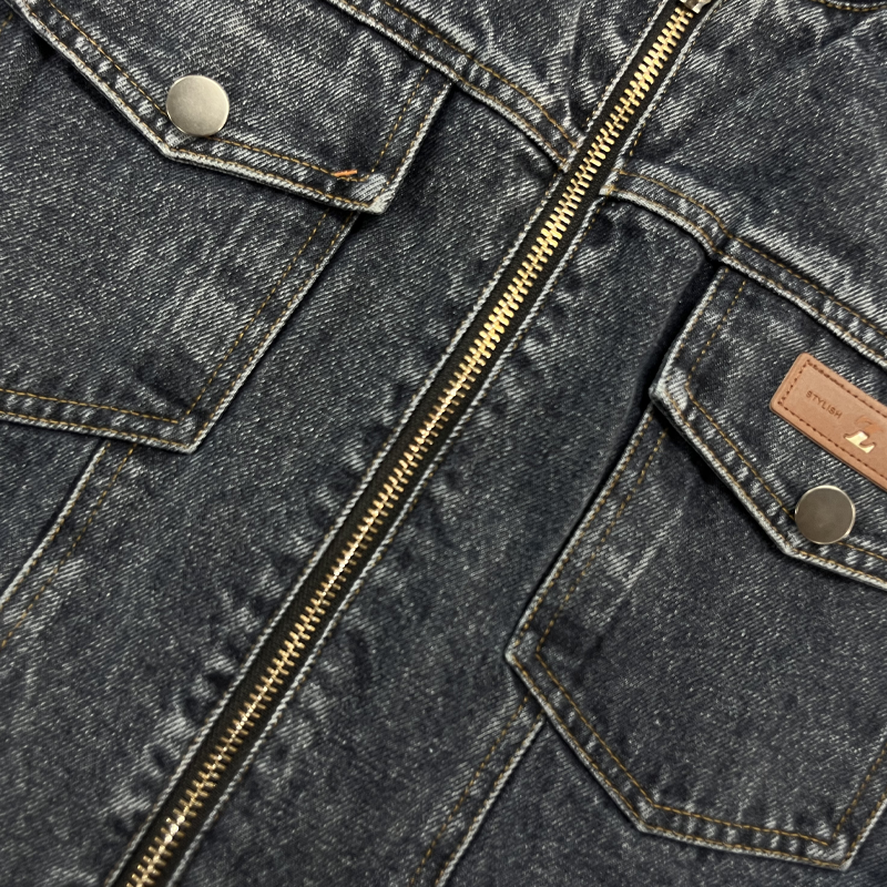 Men's Vintage Washed Baseball Collar Slim Fit Denim Jacket