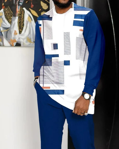 Suitmens Men's Casual Color Blocking Long Sleeve Walking Suit-022