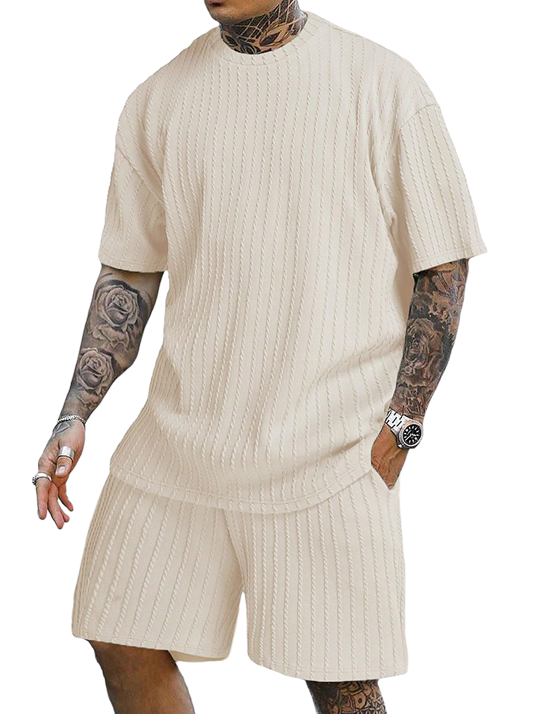 Men's casual gorgeous textured printed shorts set