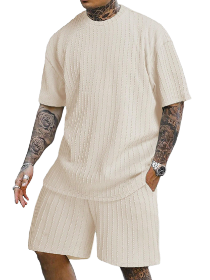 Men's casual gorgeous textured printed shorts set