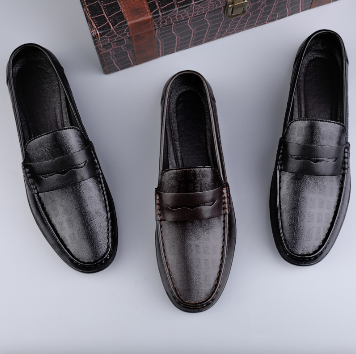 round toe loafer shoes color brown size 6 for men