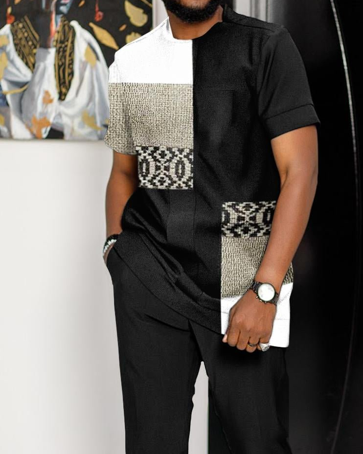 Men's Casual Colorblock Walking Suit