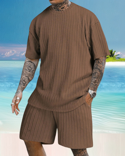 Men's casual gorgeous textured printed shorts set