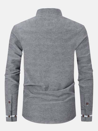 Long Sleeve Contrast Stand Collar Shirt