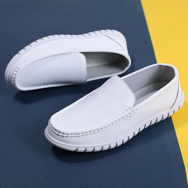 leather loafer color white size 7 for men