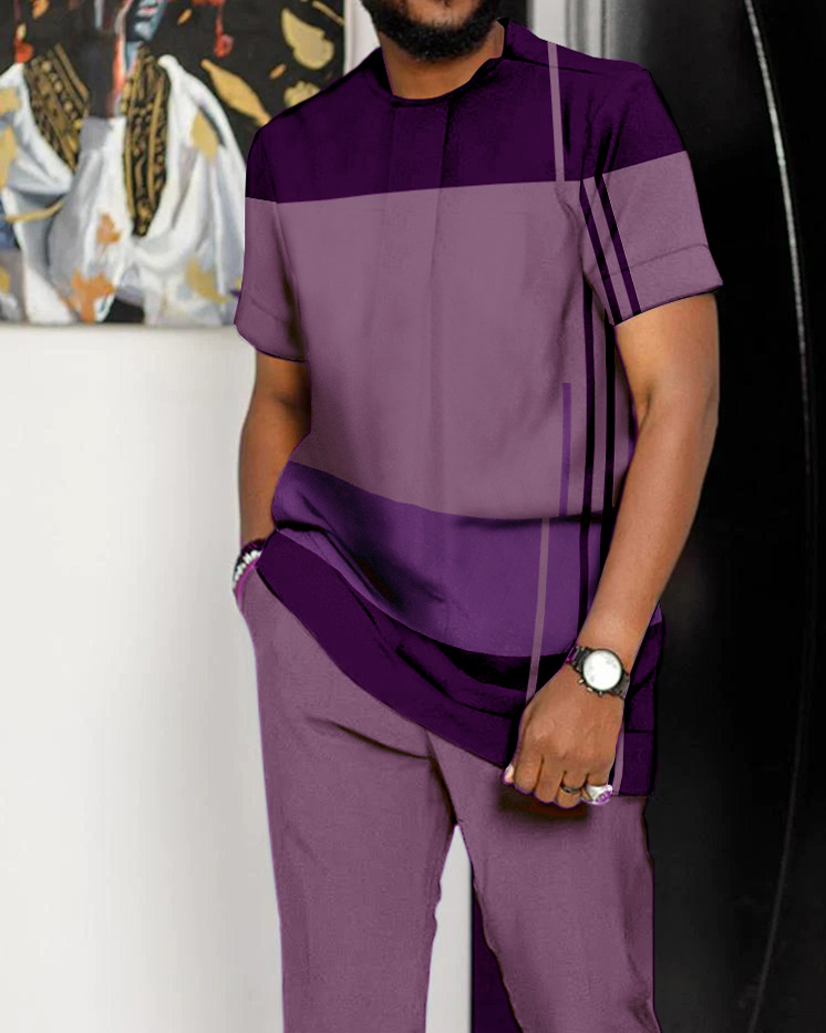 Suitmen Men's Colorblock Short Sleeve Walking Suit 3 Colors