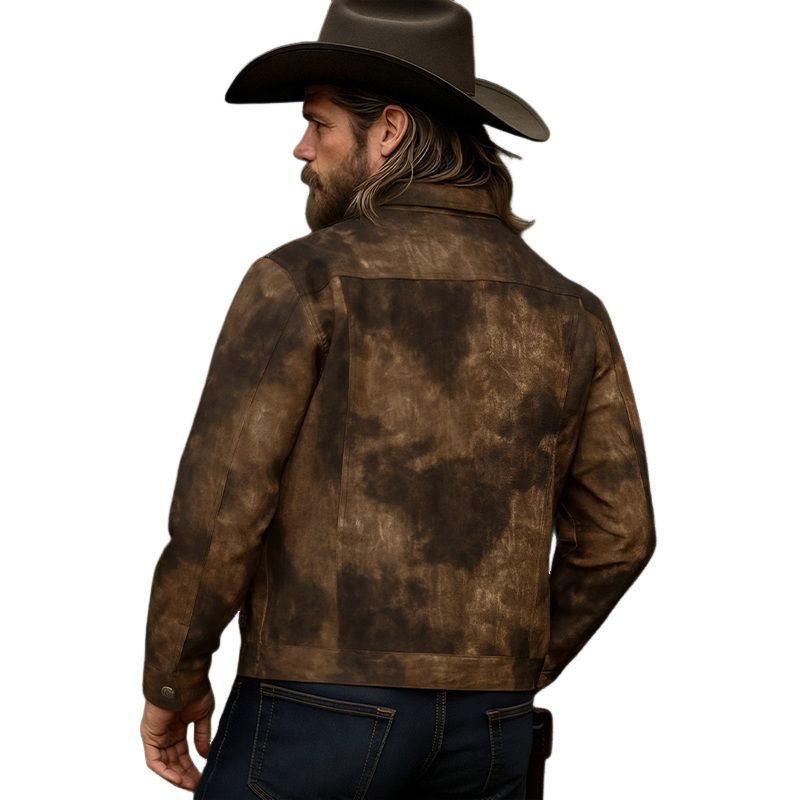 Men's Vintage Distressed PU Leather Lapel Jacket