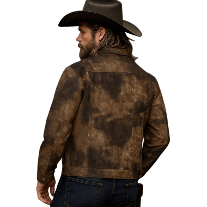 Men's Vintage Distressed PU Leather Lapel Jacket