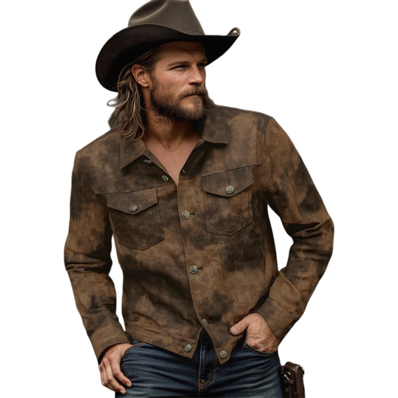 Men's Vintage Distressed PU Leather Lapel Jacket