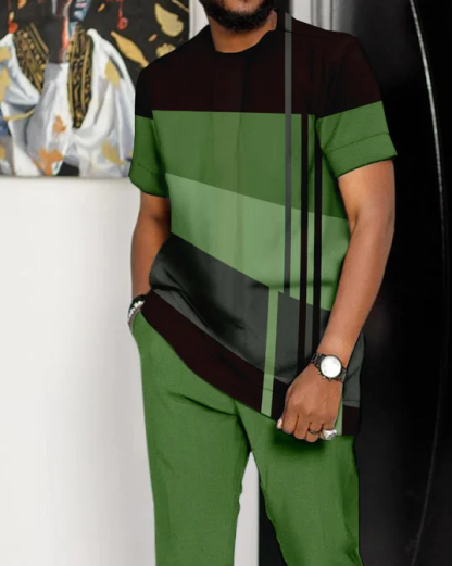 Men's Casual Colorblock Walking Suit