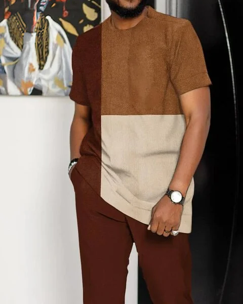 Men's Ombre Print Short Sleeve Suit