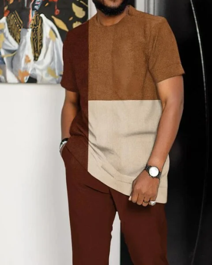 Men's Ombre Print Short Sleeve Suit