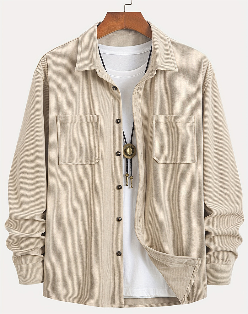 Factory-Direct Cross-Border Men's Corduroy Long-Sleeve Shirt