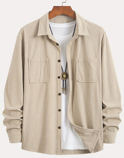 Factory-Direct Cross-Border Men's Corduroy Long-Sleeve Shirt