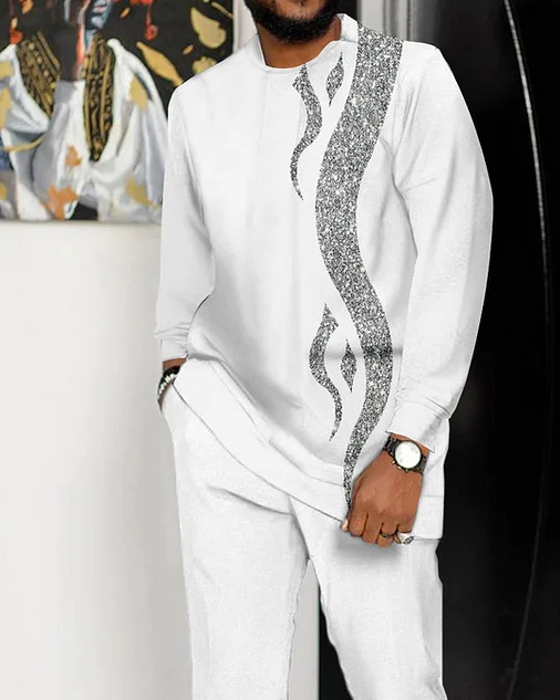 Men's Contrasting Long Sleeve Athletic Walking Suit 2 Colors