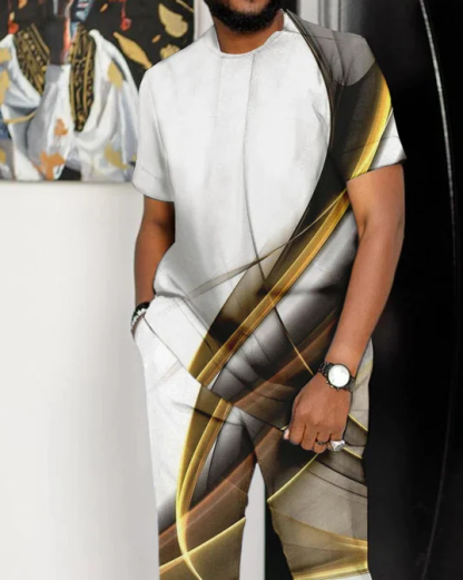 Men's Ombre Print Short Sleeve Suit