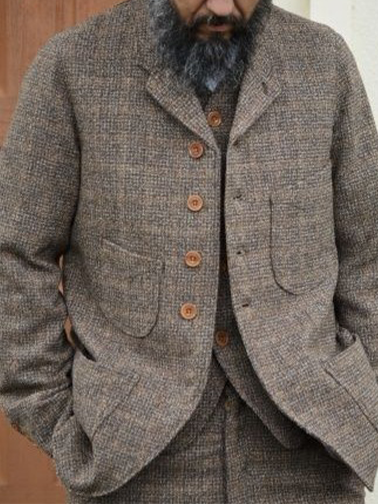 Men's Brown Multi-Check Blazer
