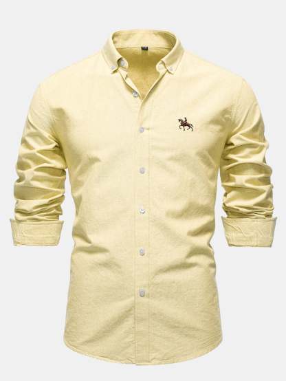 Cowboy Embroidery Cotton Button Up Shirt