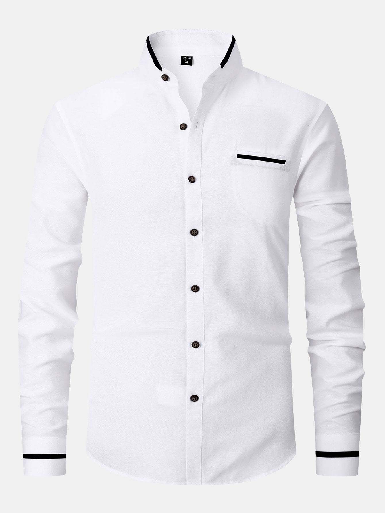 Long Sleeve Contrast Stand Collar Shirt