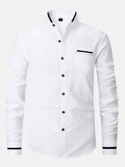 Long Sleeve Contrast Stand Collar Shirt