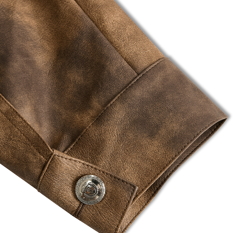 Men's Vintage Distressed PU Leather Lapel Jacket