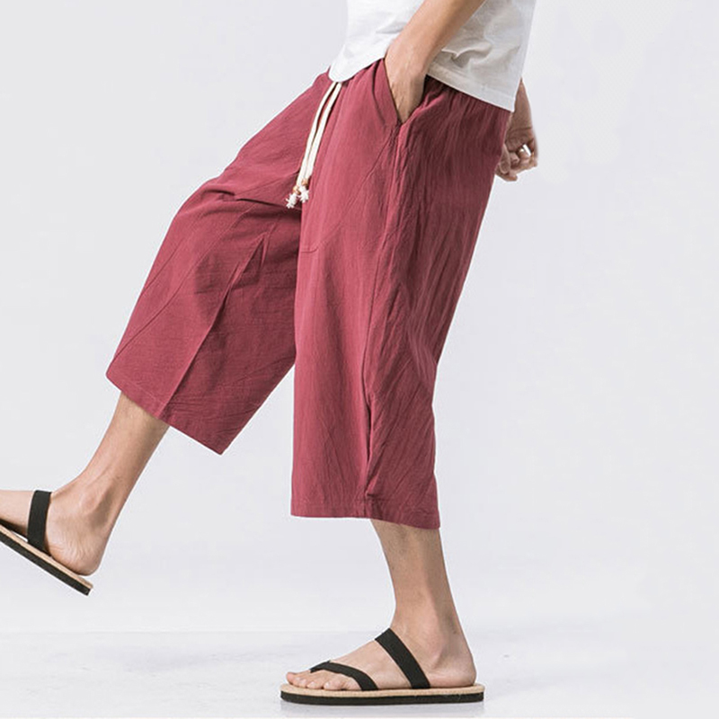 Men's Vintage Japanese Pocket Cotton Linen Casual Pants