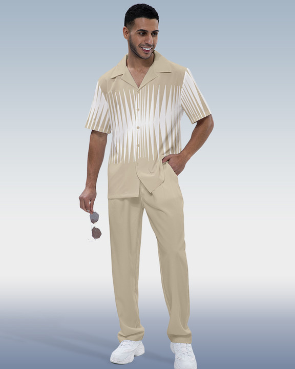 Men's Panel Print Short Sleeve Walking Suit