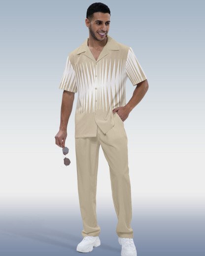 Men's Panel Print Short Sleeve Walking Suit