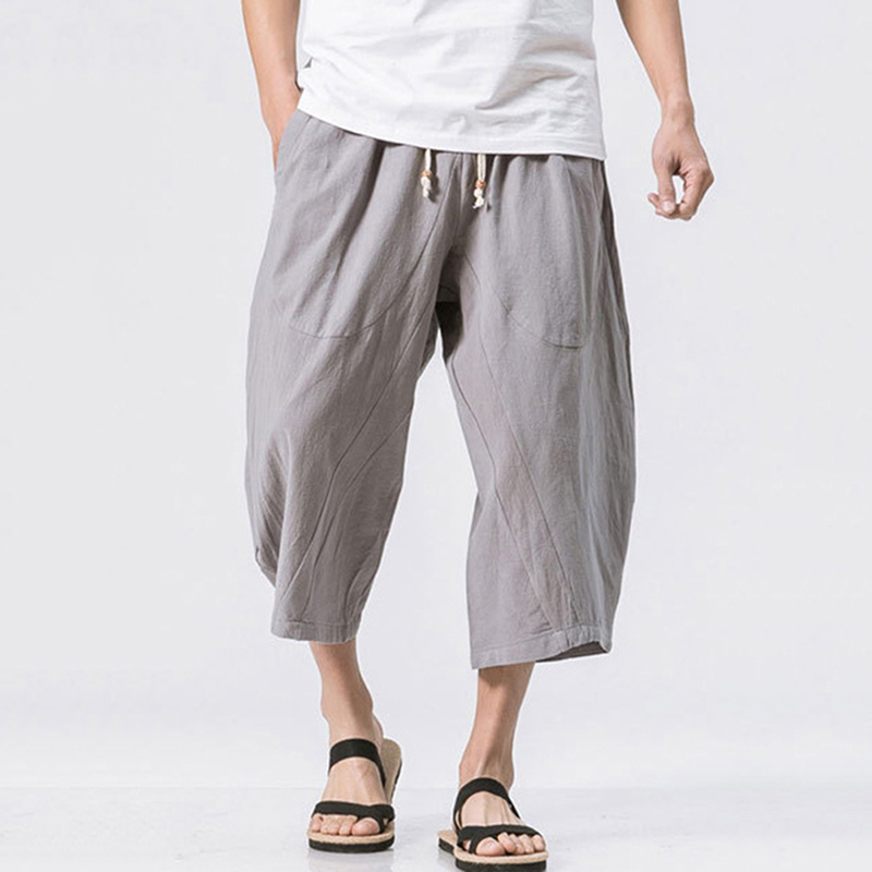 Men's Vintage Japanese Pocket Cotton Linen Casual Pants