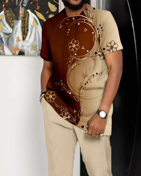 Suitmen Men's Colorblock Print Walking Suit