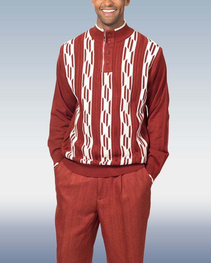 {Pre-order ships within 30} Burgundy Knit Walking Suit Long Sleeve Suit