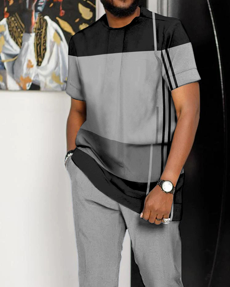 Suitmen Men's Colorblock Short Sleeve Walking Suit 3 Colors