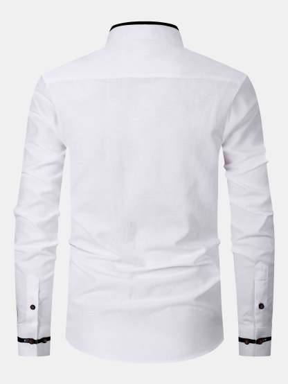 Long Sleeve Contrast Stand Collar Shirt