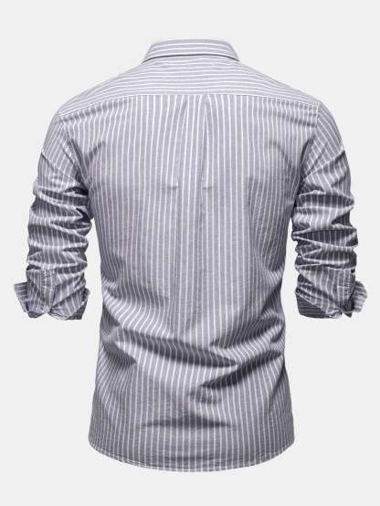 Cowboy Embroidery Cotton Stripe Shirt