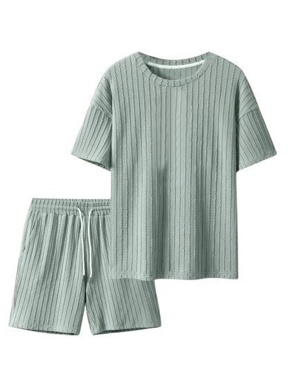 Men's casual gorgeous textured printed shorts set