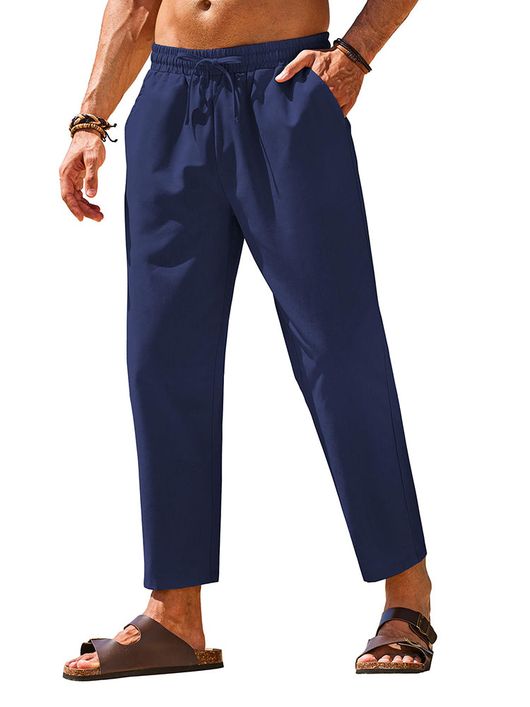 Casual Linen Blend Summer Trousers 