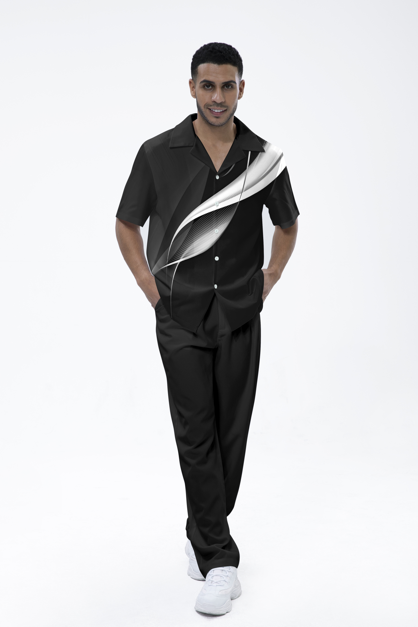 Men's Ombre Print Short Sleeve Walking Suit