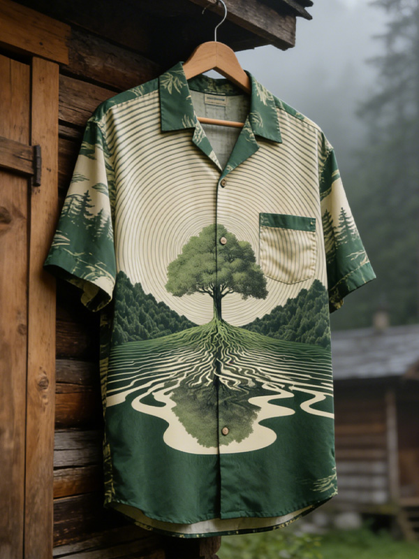 Men's Trees Art Print Short Sleeve Shirt