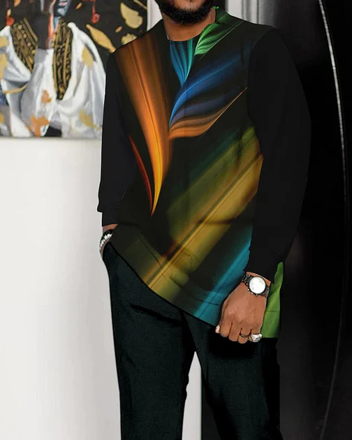 Men's Casual Color Blocking Long Sleeve Walking Suit