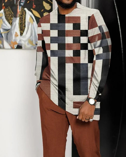 Men's Casual Color Blocking Long Sleeve Walking Suit