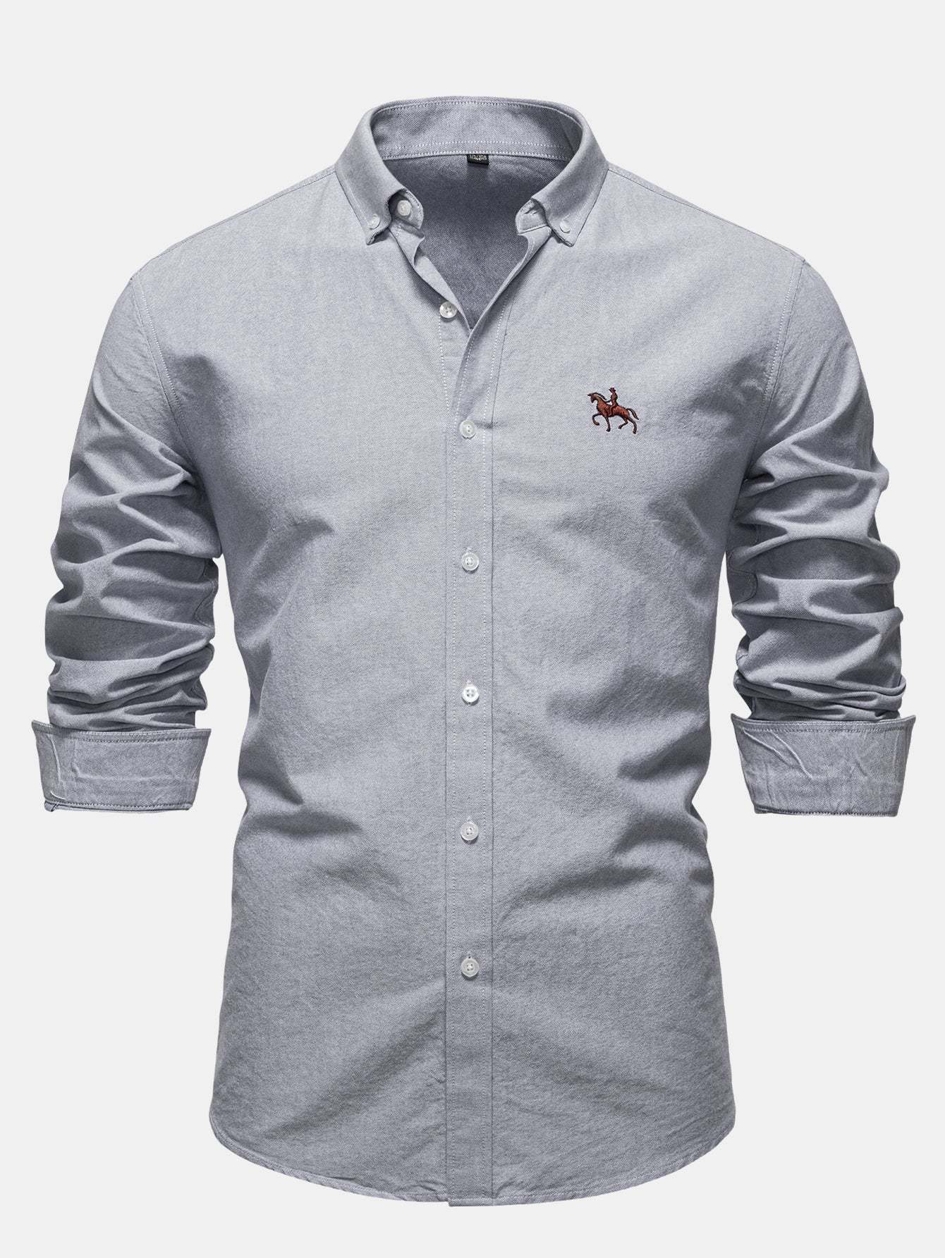Cowboy Embroidery Cotton Button Up Shirt