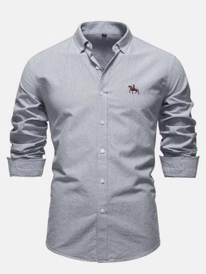 Cowboy Embroidery Cotton Button Up Shirt