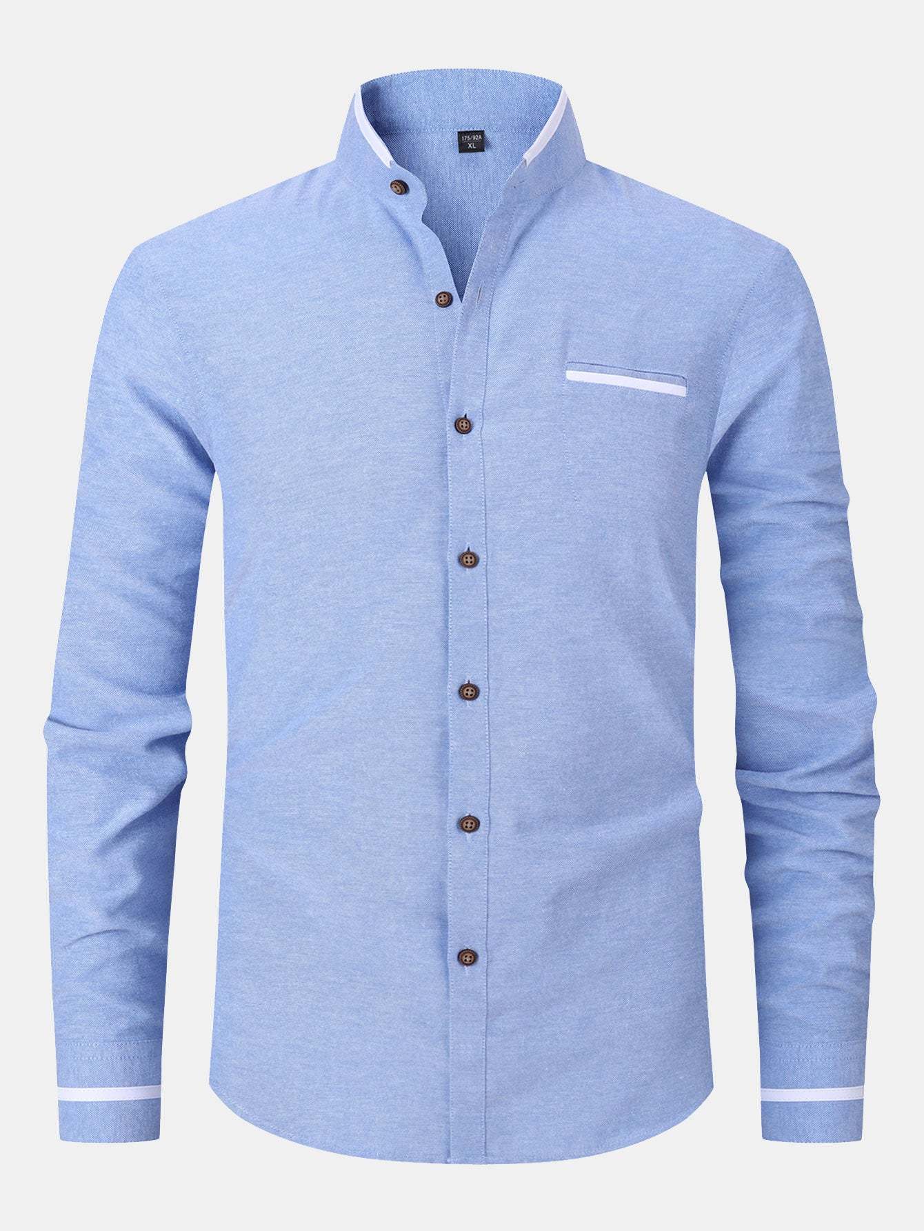 Long Sleeve Contrast Stand Collar Shirt