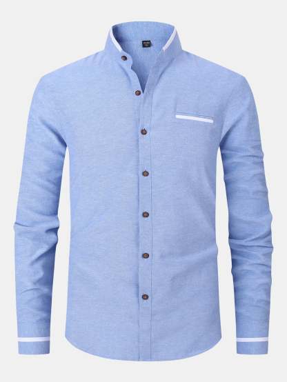 Long Sleeve Contrast Stand Collar Shirt
