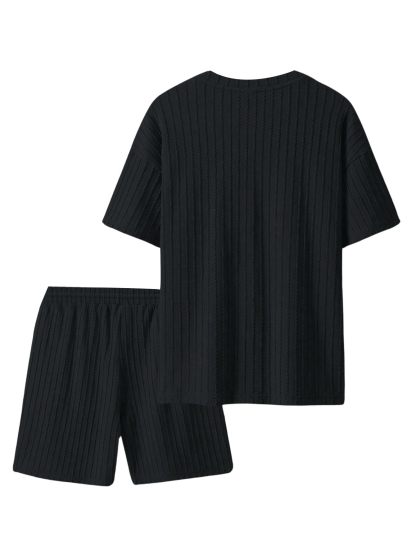 Men's casual gorgeous textured printed shorts set