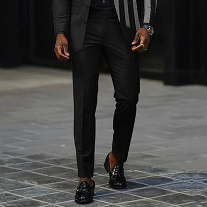 BlazerMen's Gradient Black & Gray Color Matching Checkered Printed Long Sleeves Blazer & Trousers Two Pieces Set