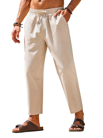 Casual Linen Blend Summer Trousers 