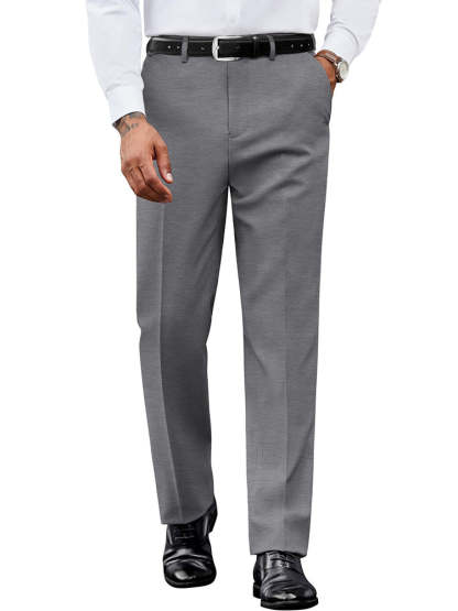 Casual Flat Front Expandable Waist Dress Pants 