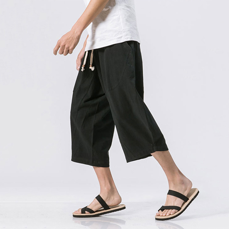 Men's Vintage Japanese Pocket Cotton Linen Casual Pants