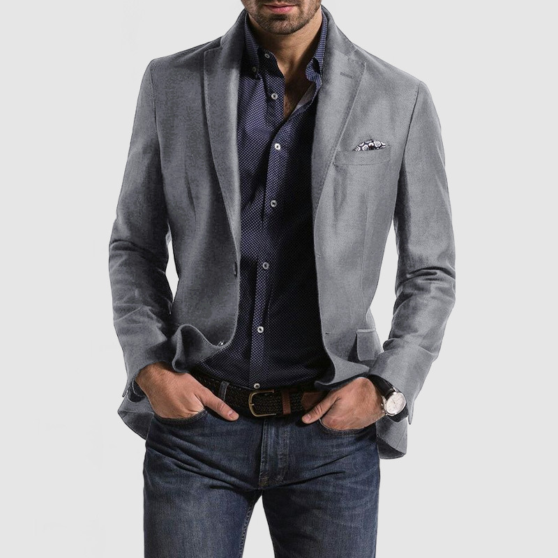Men's Commuter Casual Solid Color Tops Double Button Coat Blazer